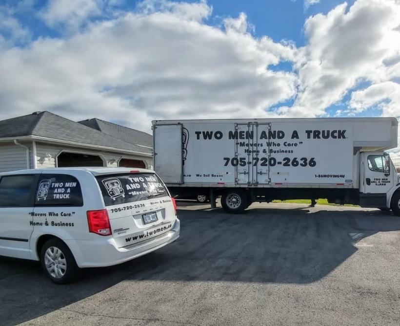 A truck and a van offloading in Innisfil 